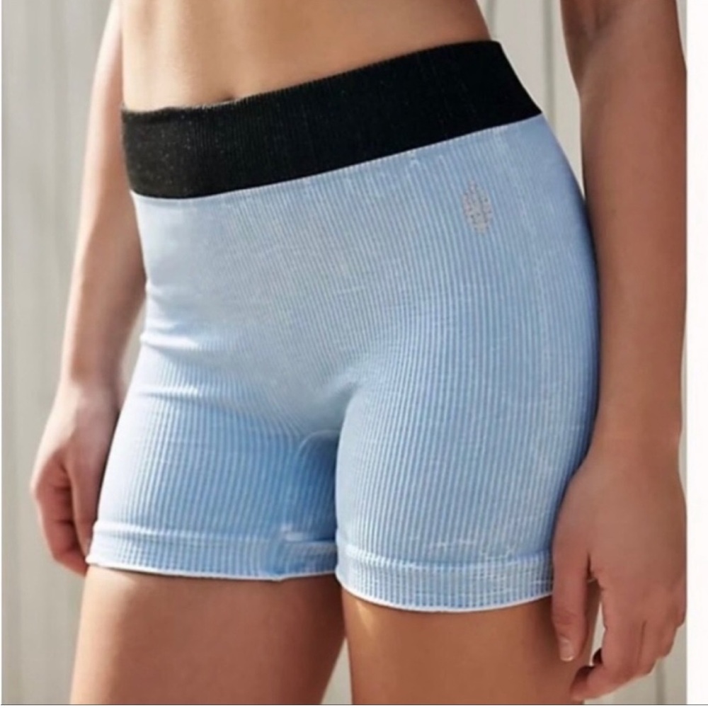 Free People Prajna Seamless Shorts Light Sky Blue